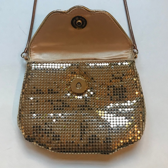Whiting & Davis Mini Gold Pedal Flap Crossbody Bag - Picture 4 of 8